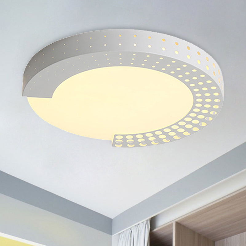 Circle Led Ceiling Light For Baby Room With Half-Ring Acrylic Design White / 16