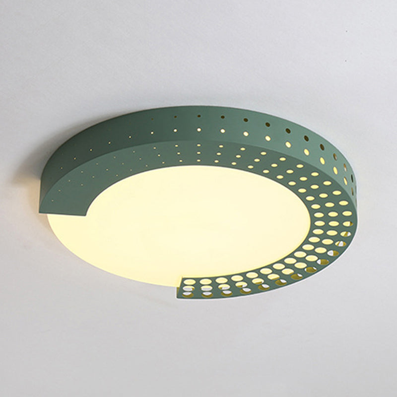 Circle Led Ceiling Light For Baby Room With Half - Ring Acrylic Design Green / 16’ White