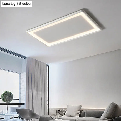 35.5’/43’ White Rectangle Led Flush Ceiling Light With Frosted Acrylic Shade - Warm/White