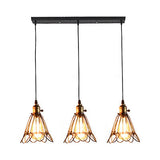 Vintage Industrial Metal Pendant Light With Petal Design - Farmhouse Hanging Lamp 3 Bulbs Black