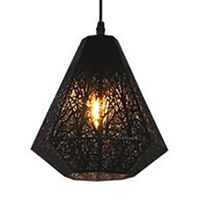 Hanging Ceiling Light Industrial Metal Pendant With Etched Black/White Diamond Design And 3 Lights