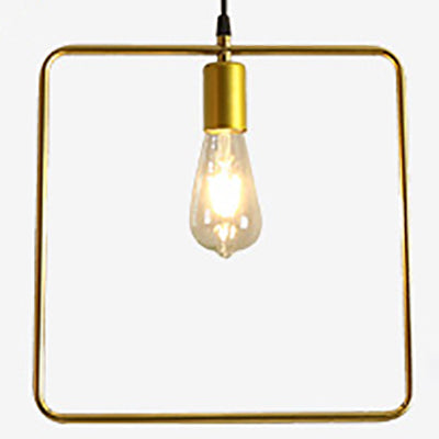 Retro Style Pendant Light: Round/Linear Canopy Gold Metal Frame 3 Lights Different Shade