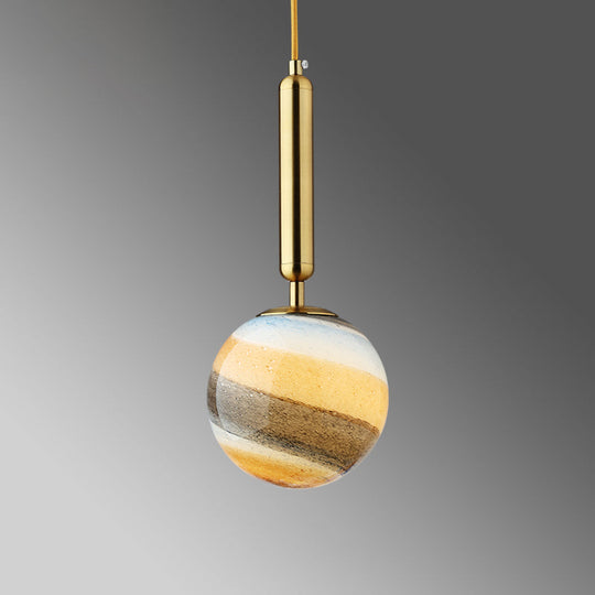 Contemporary Gold/Black Bedroom Pendant Lamp With Frosted Glass Shade