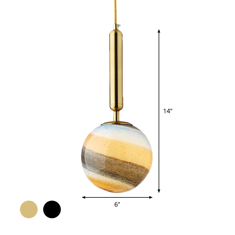 Gold And Black Bedroom Pendant Light With Frosted Glass Shade
