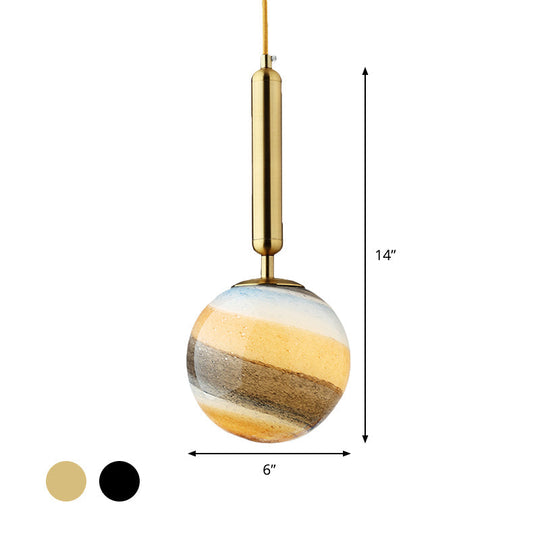 Gold And Black Bedroom Pendant Light With Frosted Glass Shade