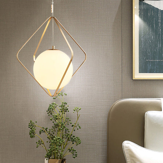 Minimalist Gold Pendant Light - 1 Head Led Down Lighting For Bedroom 10.5/16 W