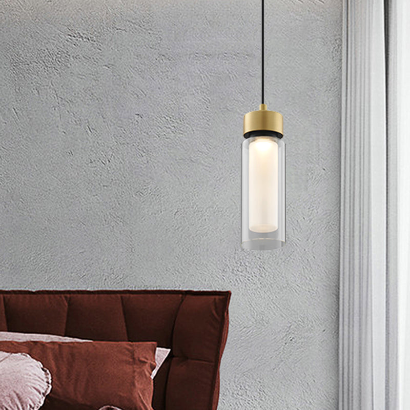 Modern Black And Gold Led Pendant Light With Clear Glass Shade - Simplicity Collection
