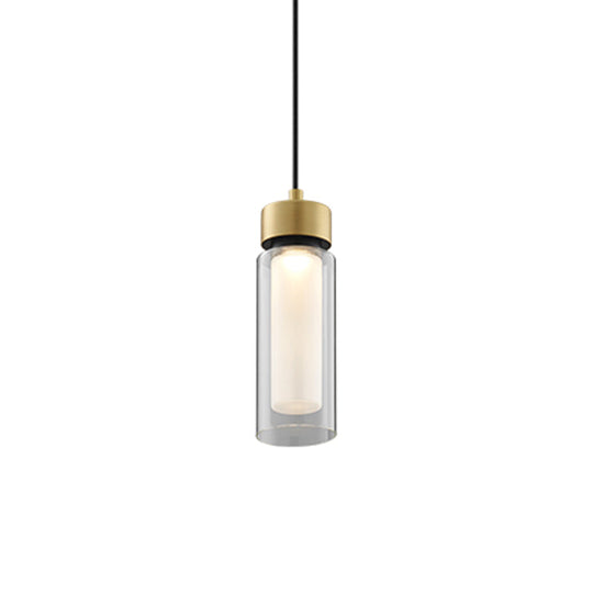 Modern Black And Gold Led Pendant Light With Clear Glass Shade - Simplicity Collection