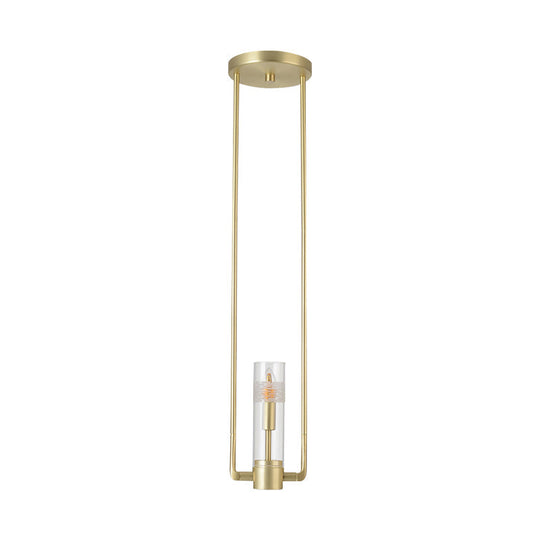 Modern Gold Restaurant Pendant Light With Clear Glass Shade - 1 Bulb Suspension Fixture
