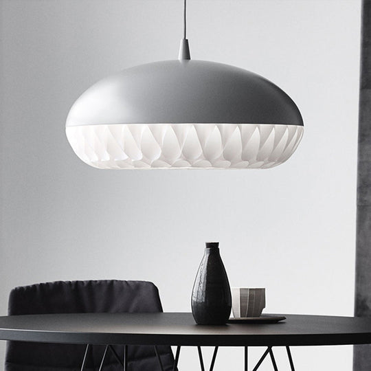 Modern Metal Dome Pendant Light - White/Black Down Lighting For Restaurants