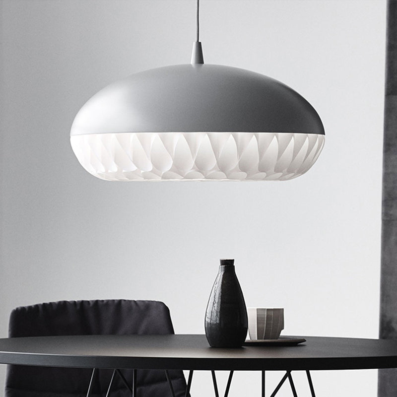 Modern Metal Dome Pendant Light For Restaurants - 1 Bulb White/Black Down Lighting