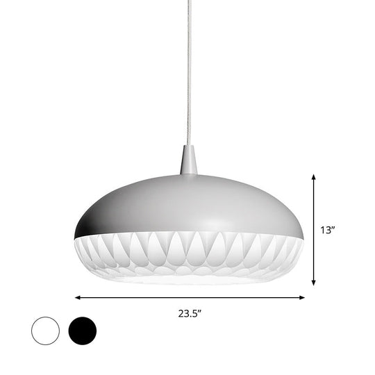 Modern Metal Dome Pendant Light For Restaurants - 1 Bulb White/Black Down Lighting