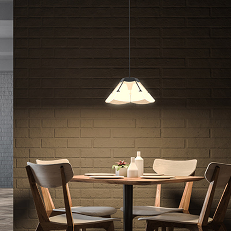 Scalloped Glass Led Ceiling Pendant Light Fixture - Modern Design For Living Room White