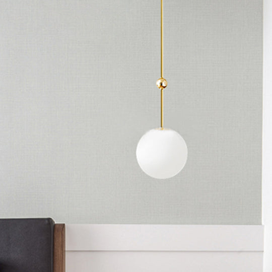 Gold Led Hanging Pendant With Milk Glass Shade 39’/47’ H - Simple And Elegant Bedroom
