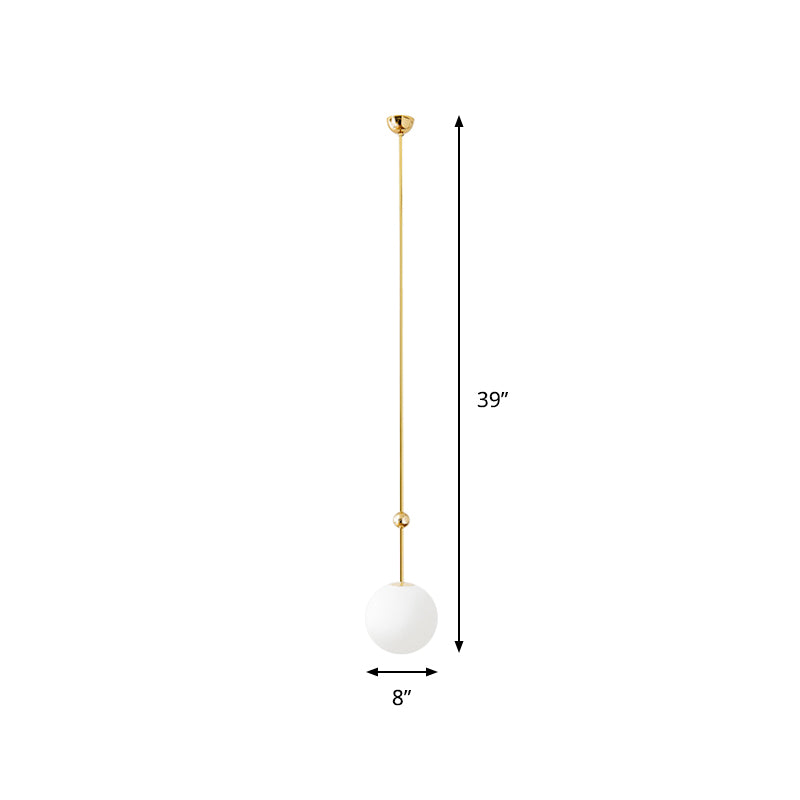 Modern Gold Led Pendant Light With Milk Glass Shade - 39/47 H