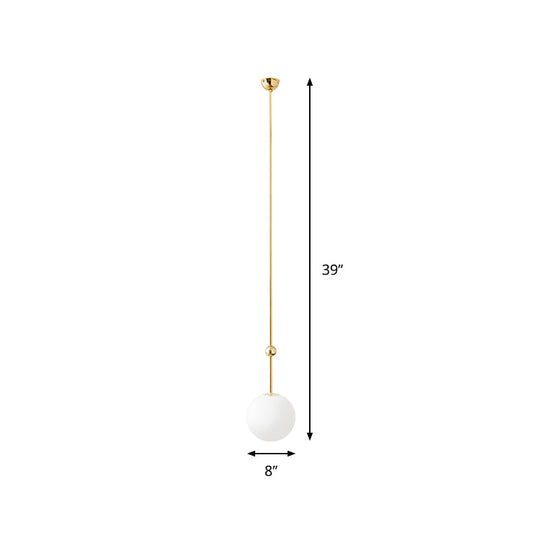 Modern Gold Led Pendant Light With Milk Glass Shade - 39/47 H