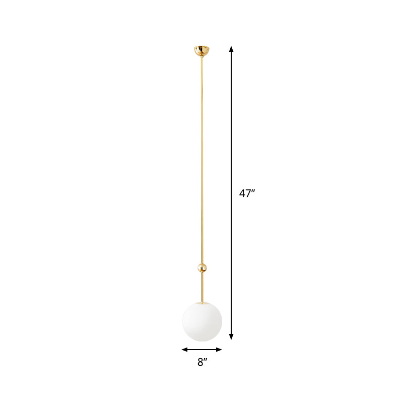 Modern Gold Led Pendant Light With Milk Glass Shade - 39/47 H