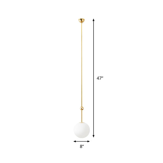 Modern Gold Led Pendant Light With Milk Glass Shade - 39/47 H