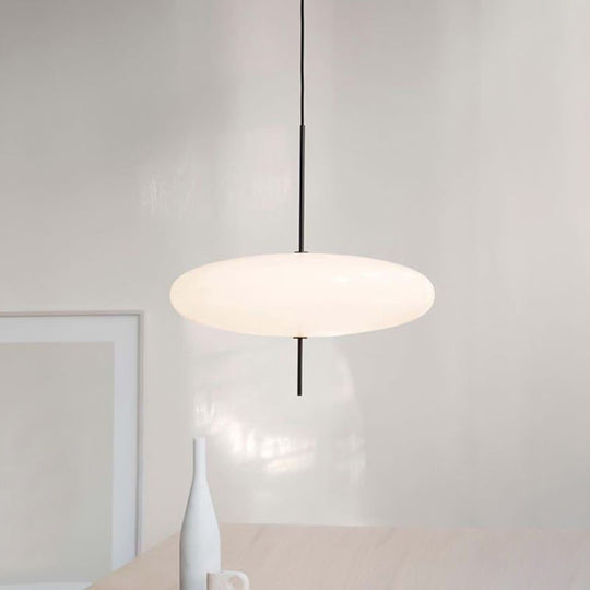 Circular Modernism Pendant Light With White Glass - 1-Bulb Dining Room Ceiling Fixture