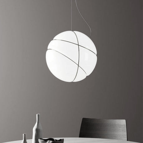 White Glass Pendant Light - Modernist Design For Dining Room 1 Bulb Global Ceiling Lighting