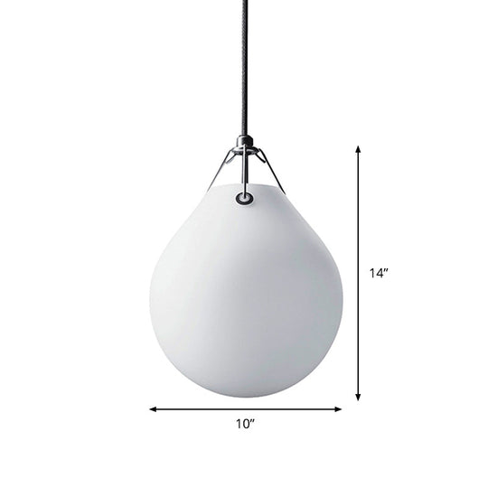 White Glass Minimalist Sphere Pendant Light For Restaurants - 1 Head 7/10 Wide