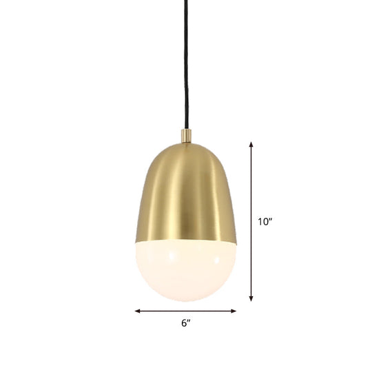 Minimalist Metal Pill Pendant Ceiling Light for Bedroom Brass Finish Brass