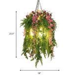 Industrial Metal Chandelier With 4 Green Head Plant Decorations - Hanging Pendant Light Fixture