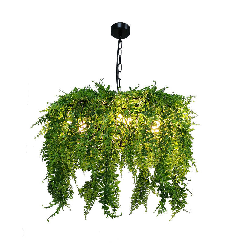Industrial Green Plant Design Metal Chandelier Light Fixture - 5 Lights 21.5’/25.5’ Wide