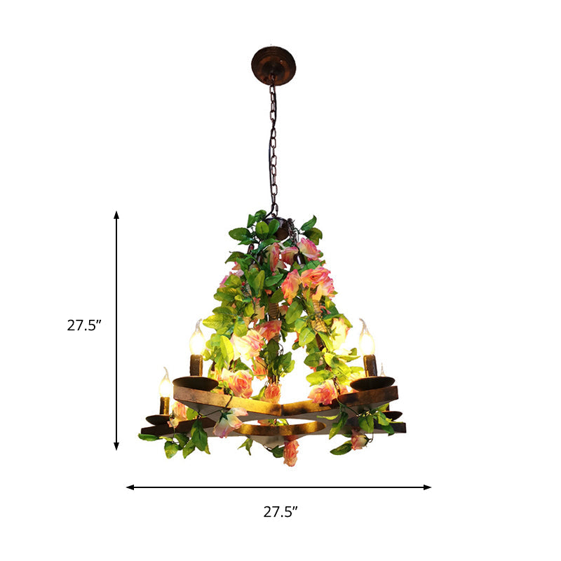 Metal Green Chandelier Candelabra – Antique Led Rose Ceiling Light With 5 Bulbs For Restaurants