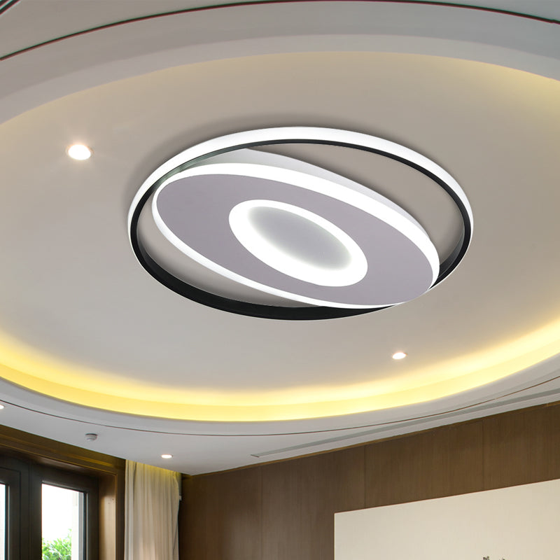Modern Oval Flush Mount Lights - 16/19.5/23.5 Unique Ceiling Light Fixture In Warm/White Acrylic