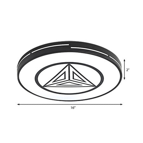 Modern Triangle Acrylic Round Flush Mount Ceiling Light - Black & White
