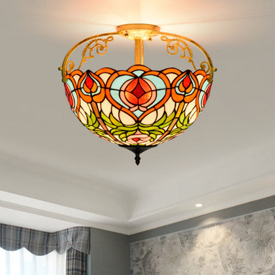 Red Cut Glass Petal Semi Flush Ceiling Lamp For Bedroom – 2/3 Lights 3 /