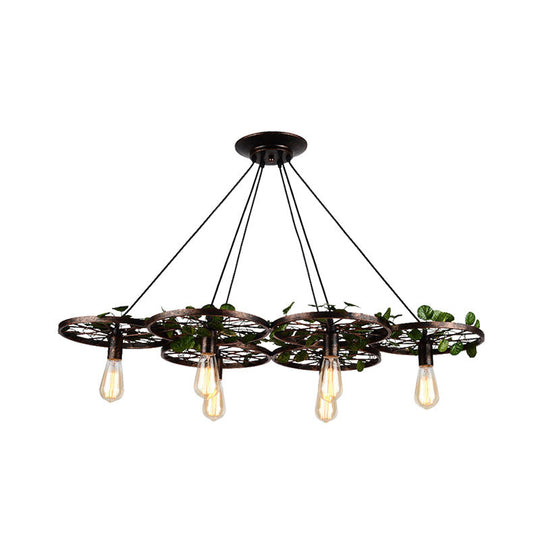 Rustic Metal Hanging Chandelier: 6-Light Industrial Led Pendant Lighting For Restaurants
