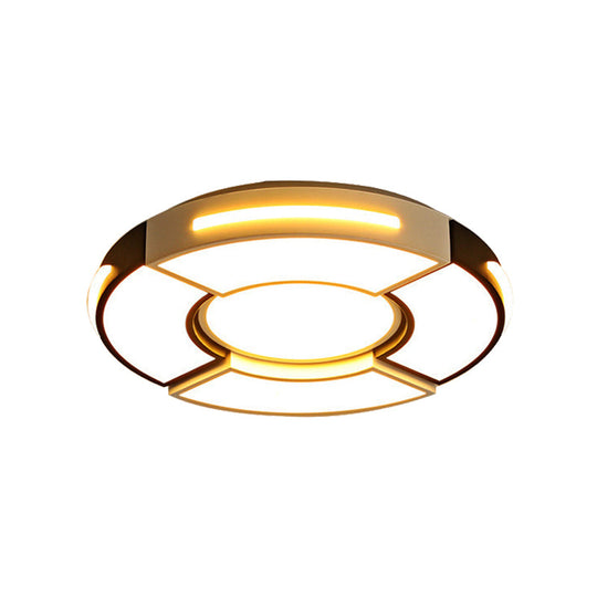 Modern Black Round Acrylic Ceiling Fixture - Unique Design 16/19.5/23.5 Warm/White Lighting