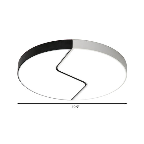 Modern Black And White Round Flushmount Metal 2-Light Led Ceiling Light - 19.5 W Warm/White