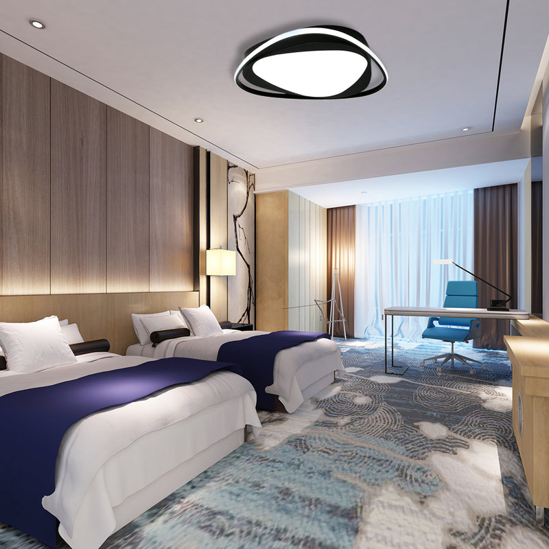 Black Metal Led Flushmount Ceiling Light With Minimalist Triangle Design And Integrated Diffuser / 3