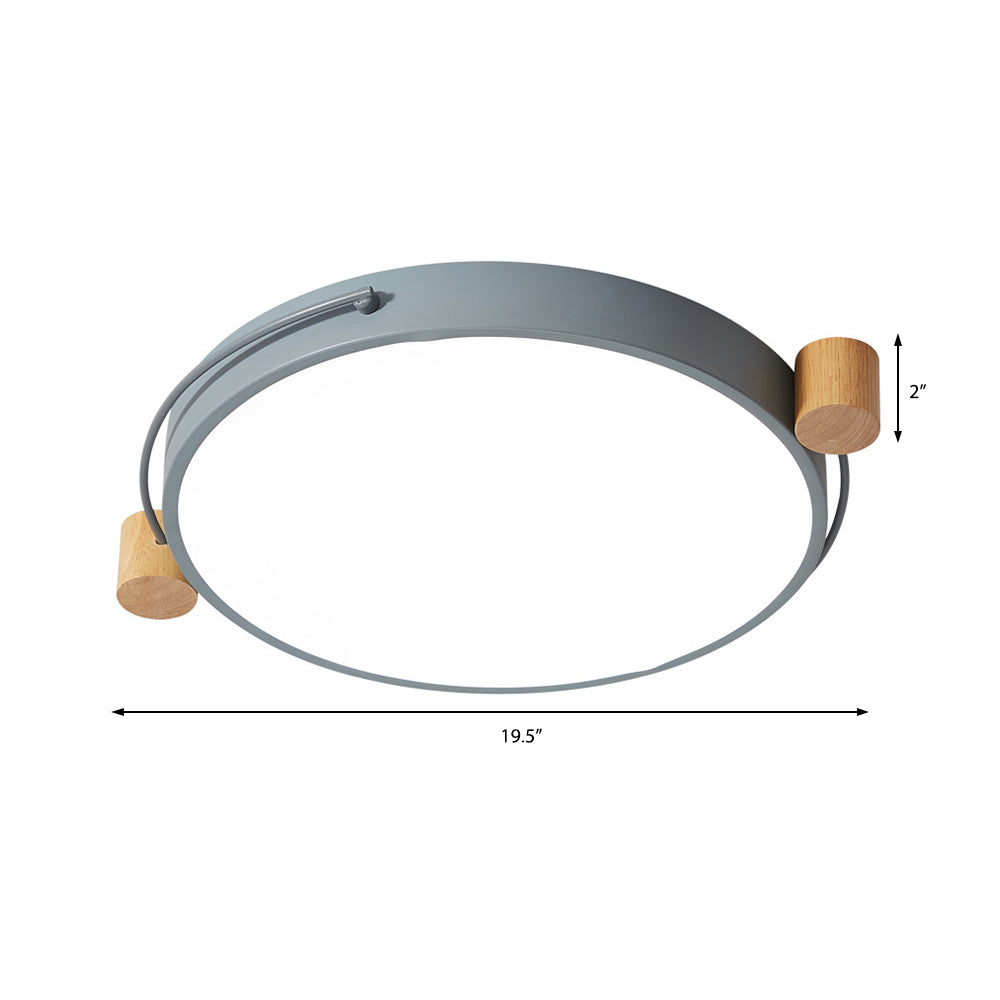 Iron Flush Mount Led Light Fixture In Grey - Simple Circular Design Multiple Size Options For
