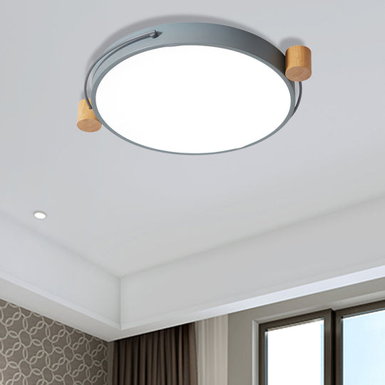Iron Flush Mount Led Light Fixture In Grey - Simple Circular Design Multiple Size Options For