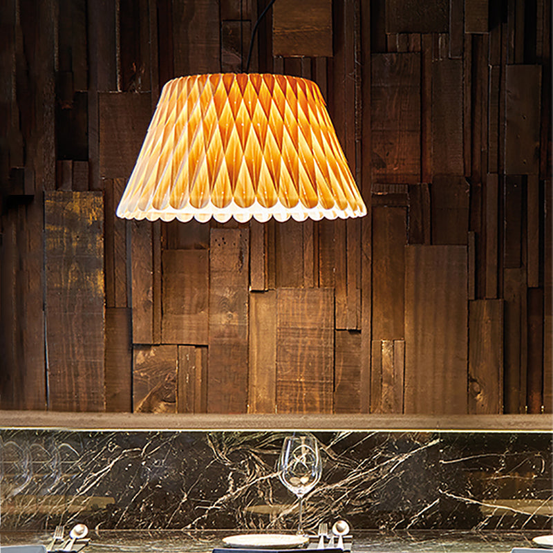 Dark Wood Wide Flare Pendant Ceiling Lamp Chinese Inspired 1-Bulb Suspension Lighting