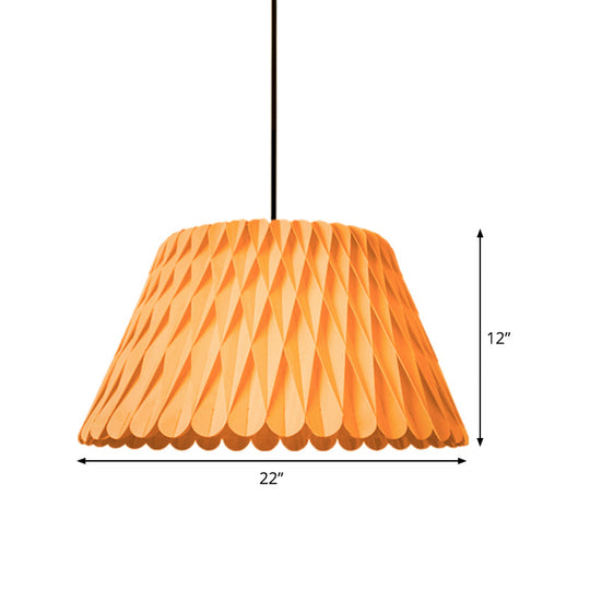 Dark Wood Wide Flare Pendant Ceiling Lamp Chinese Inspired 1-Bulb Suspension Lighting