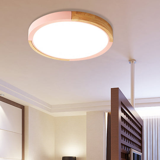 Nordic Style Led Ceiling Flush Mount Lighting With Acrylic Shade Pink / Warm