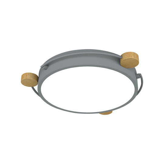 Nordic Orbital Led Ceiling Fixture - 16/19.5/23.5 Wide Flush Mount Lamp In Green/Grey/White-Wood