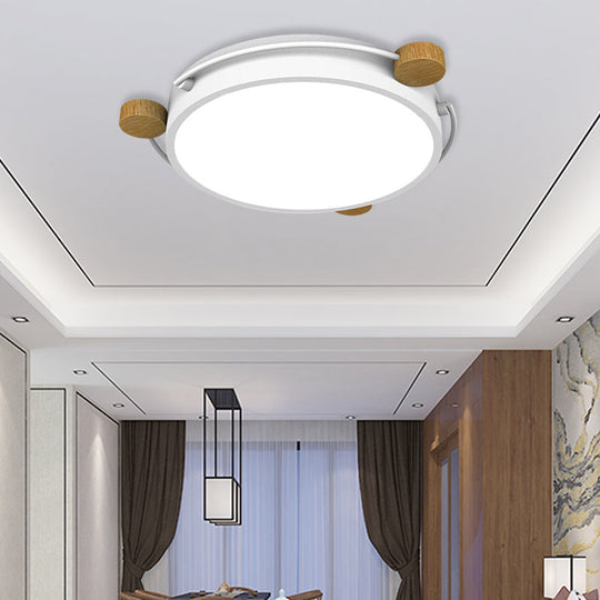 Nordic Orbital Led Ceiling Fixture - 16/19.5/23.5 Wide Flush Mount Lamp In Green/Grey/White-Wood