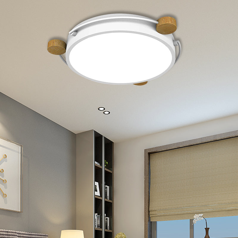 Nordic Orbital Led Ceiling Fixture - 16/19.5/23.5 Wide Flush Mount Lamp In Green/Grey/White-Wood