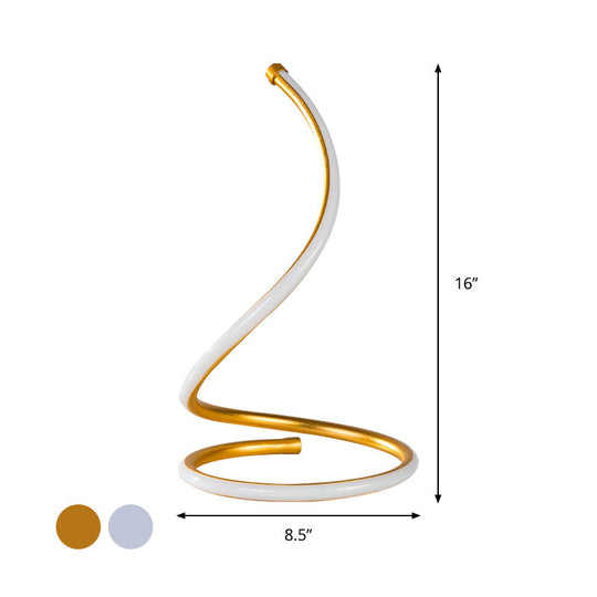 Sleek Curved Led Night Table Lamp In Gold/Silver With Minimalist Acrylic Design White/Warm Light