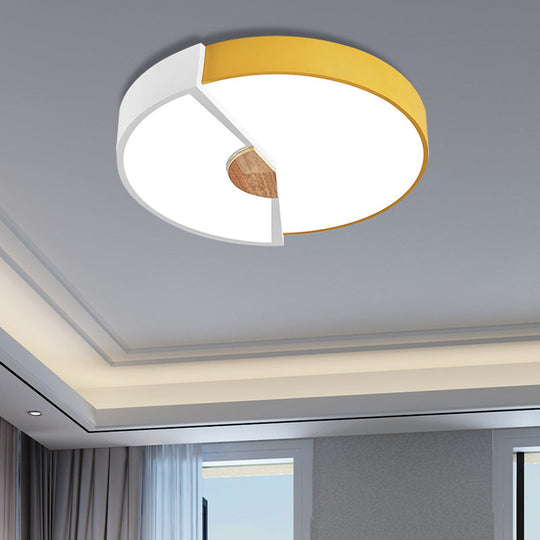 Modern Metal Flush Light With Integrated Led Bulb Black/Pink/Yellow Ceiling Mounted Lamp Multiple