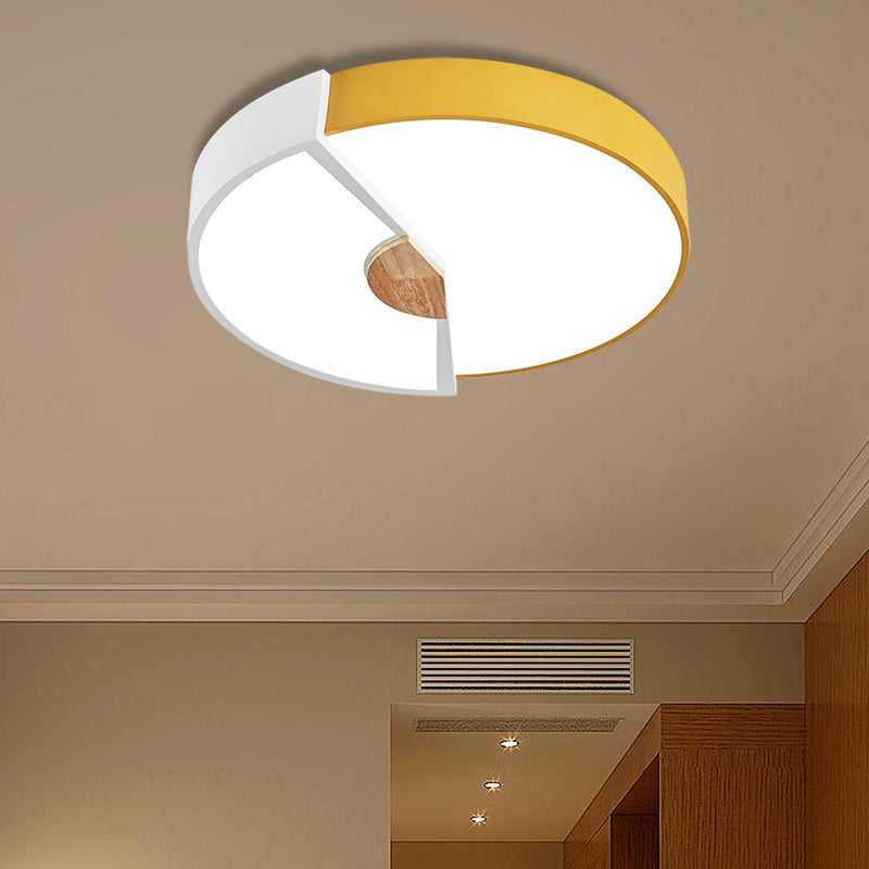 Modern Metal Flush Light With Integrated Led Bulb Black/Pink/Yellow Ceiling Mounted Lamp Multiple
