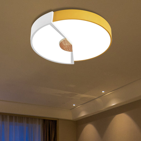 Modern Metal Flush Light With Integrated Led Bulb Black/Pink/Yellow Ceiling Mounted Lamp Multiple