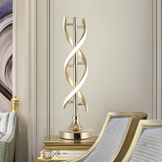 Acrylic Spiral Led Desk Lamp - Modern Small Task Lighting In Gold Warm/White Light / White