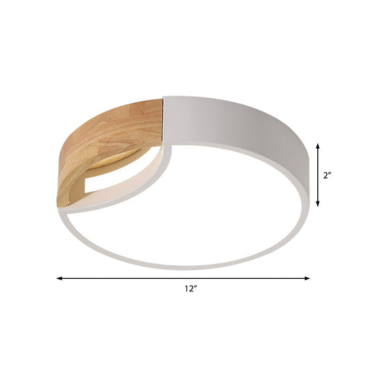 Nordic Iron Grey/White/Green Led Ceiling Light With Wood Grip - 12’/16’/19.5’ Wide